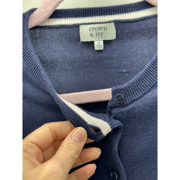 Crown & Ivy women’s medium navy button up sweater - Picture 6 of 7